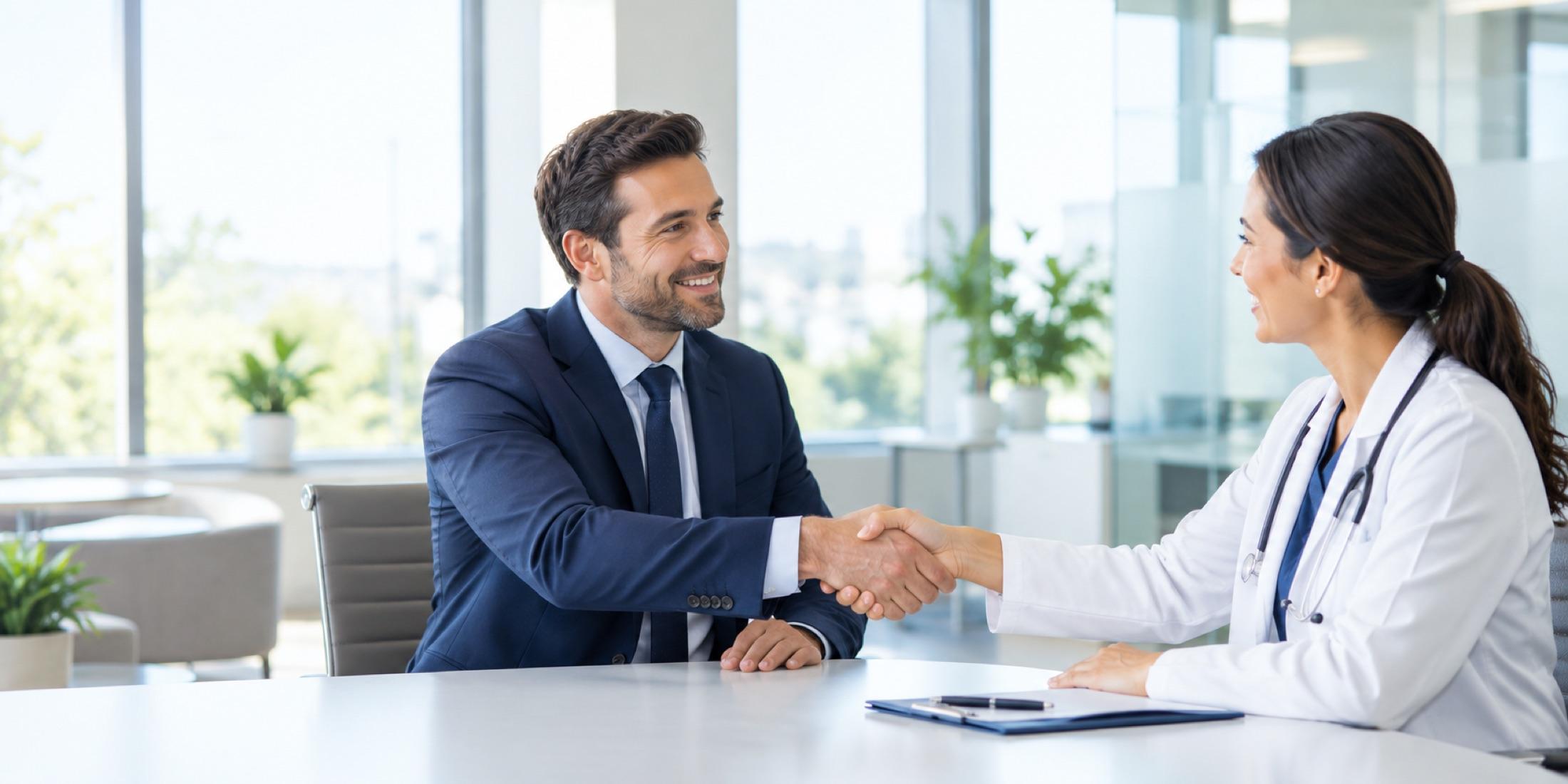 Lawyer and physician meeting over a care plan